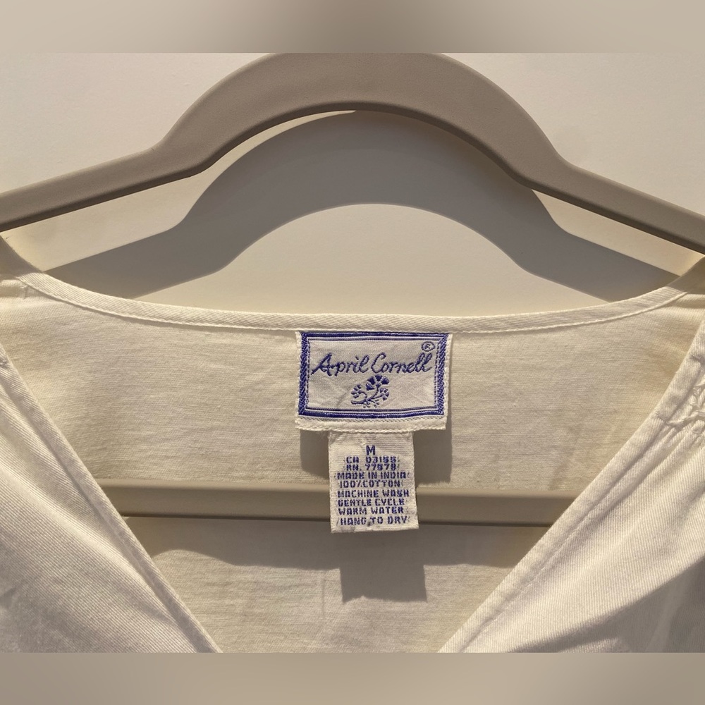 April Cornell White Button-Up Blouse - image 3